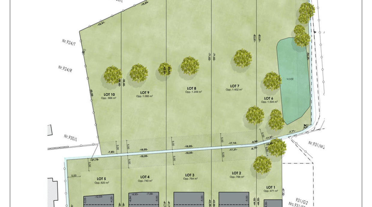 Verkaveling Neeroeteren met woningen en bouwgronden vergunde plannen